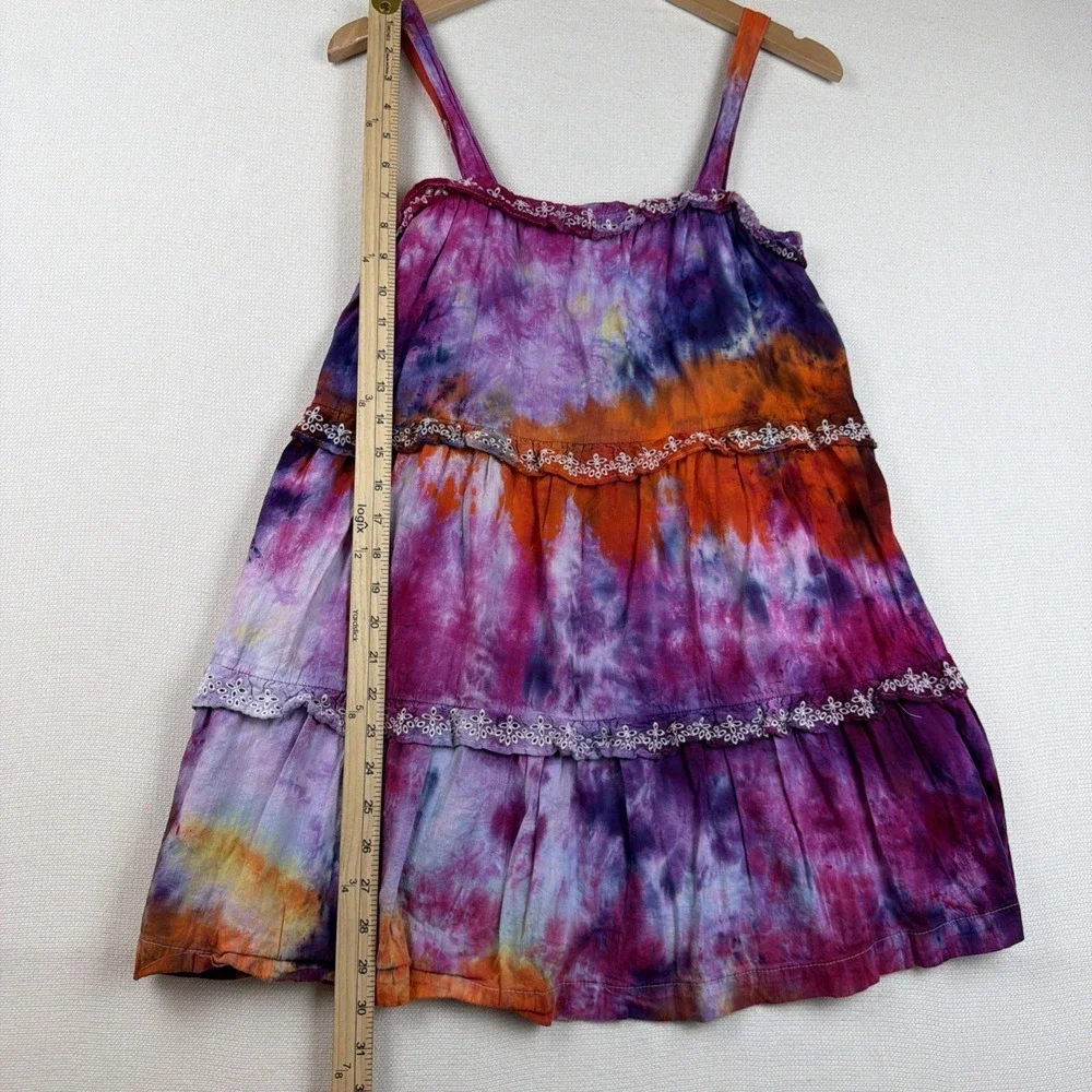 Old Navy Girls Tie Dye Tiered Dress Size L (10-12) Casual Spaghetti Straps Fun